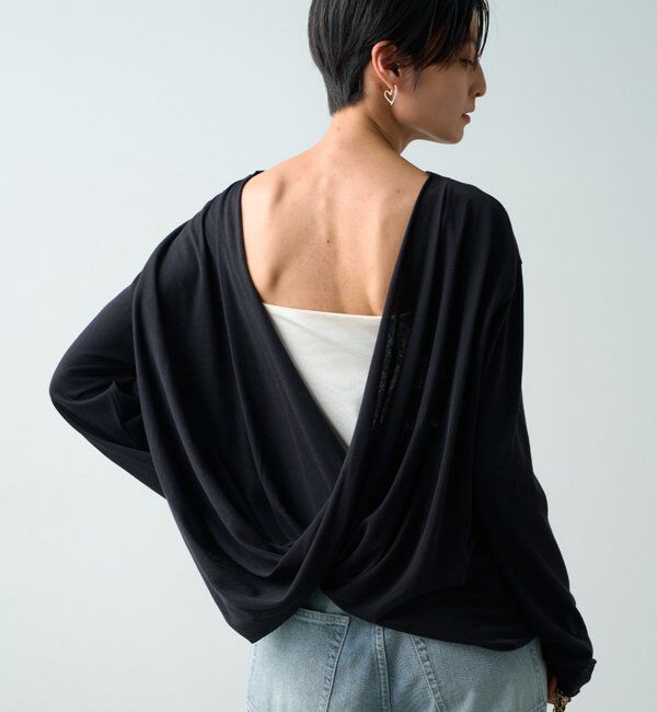  「2wayカシュクールシアープルオーバー」|Tシャツ・カットソー|ブラック