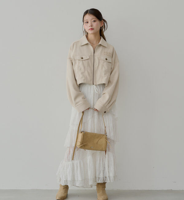  「【WEB限定/REVIVAL】胸ロゴショート丈スエードジップブルゾン」|ブルゾン・スタジャン|