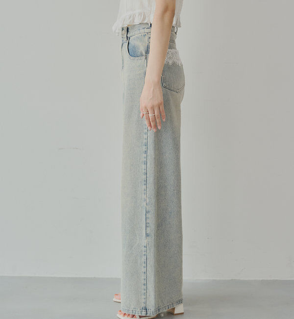  「ポケットレースワイドデニム」|デニム|