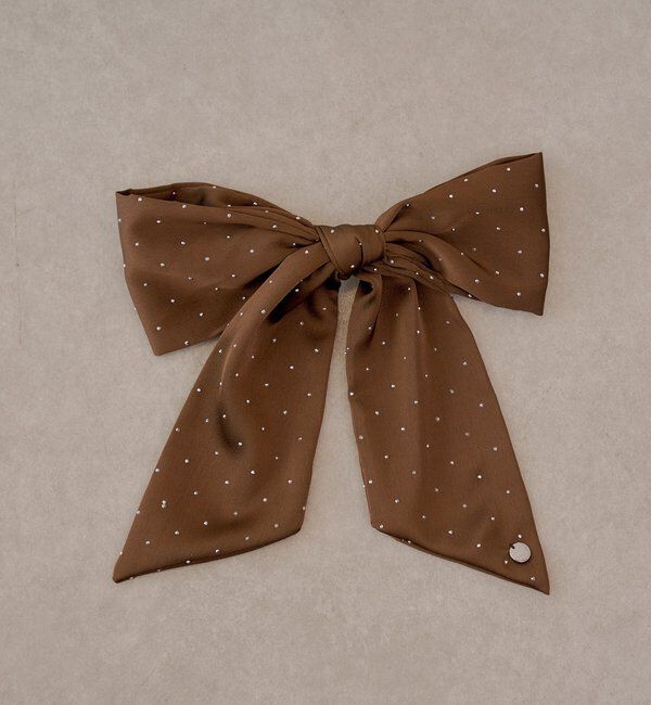  「スタッズデザインBIGリボンバレッタ」|その他|ブラウン
