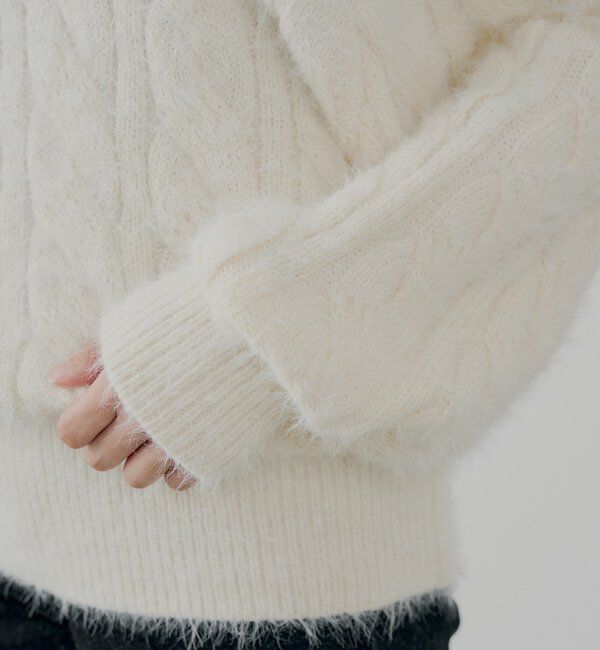  「リブデザインオフショルルーズニット」|ニット・セーター|