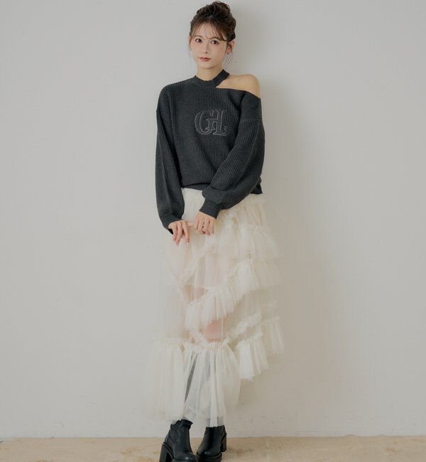  「肩スリットオフショルニット」|ニット・セーター|