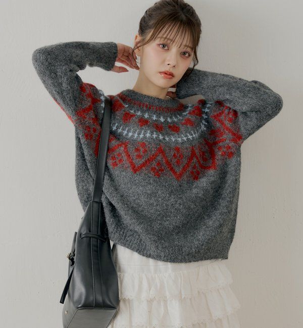  「ハート柄ノルディックニット」|ニット・セーター|