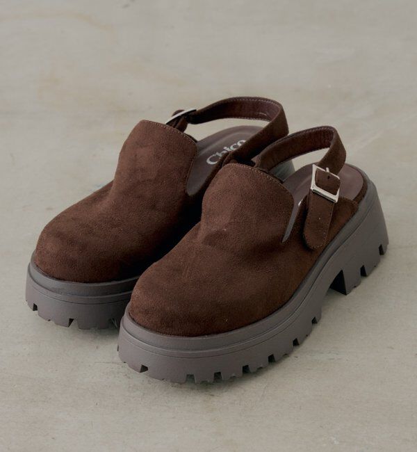  「厚底スエードサボ」|その他|ブラウン