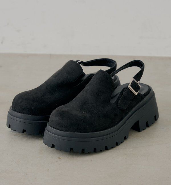  「厚底スエードサボ」|その他|ブラック