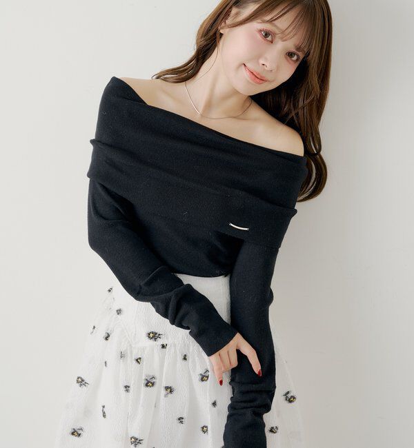  「【SALON by Chico】ドットプリントオフショルニット」|ニット・セーター|ブラックその他3