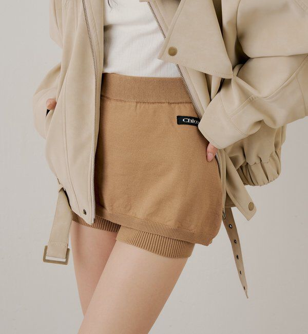  「【セットアップ対応】レイヤードニットミニスカパン / WEB限定カラーあり」|スカート|