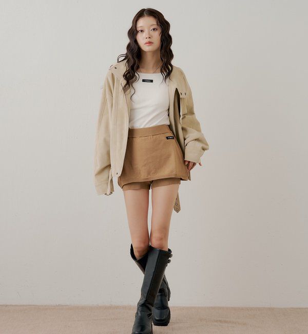  「【セットアップ対応】レイヤードニットミニスカパン / WEB限定カラーあり」|スカート|