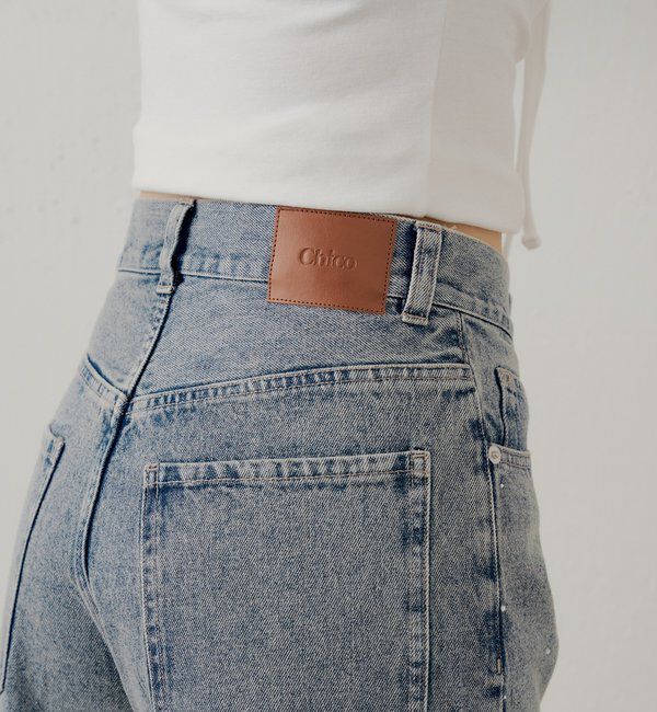  「ラインストーンロゴワイドデニムパンツ」|デニム|