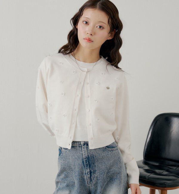  「【SALON by Chico】フラワービーズアンサンブルカーディガンセット」|カーディガン|