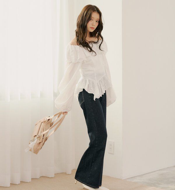  「コットンレースオフショルブラウス」|シャツ・ブラウス|