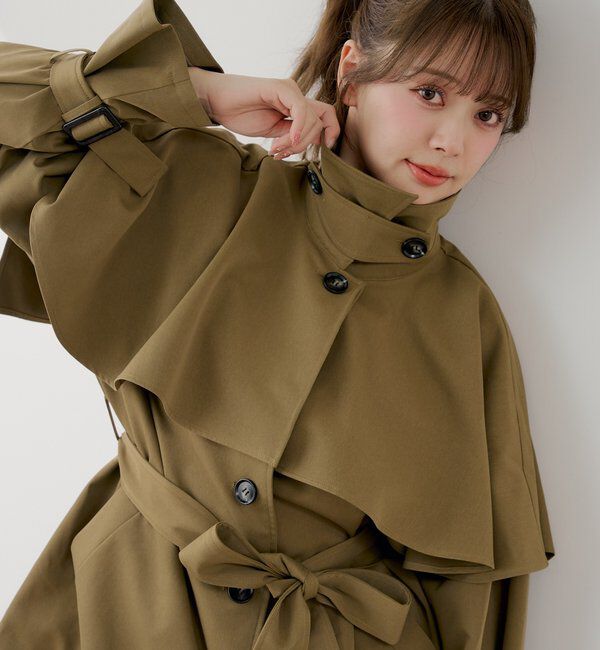  「ケープカラーミドルトレンチコート」|トレンチコート|