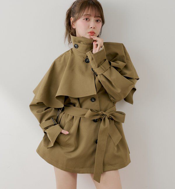  「ケープカラーミドルトレンチコート」|トレンチコート|