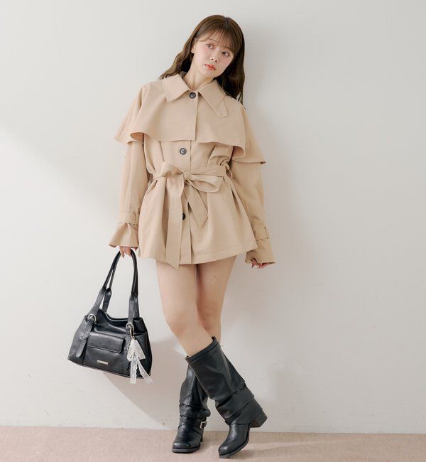  「ケープカラーミドルトレンチコート」|トレンチコート|