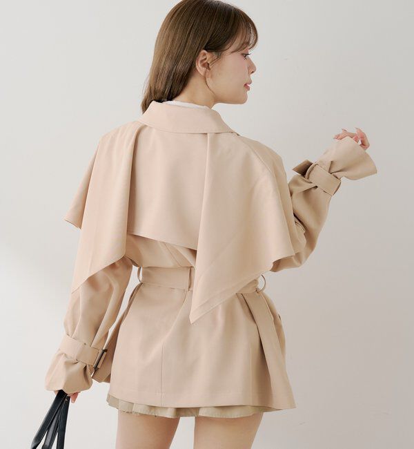  「ケープカラーミドルトレンチコート」|トレンチコート|