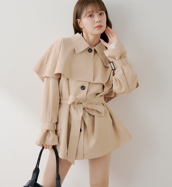 「ケープカラーミドルトレンチコート」|トレンチコート|