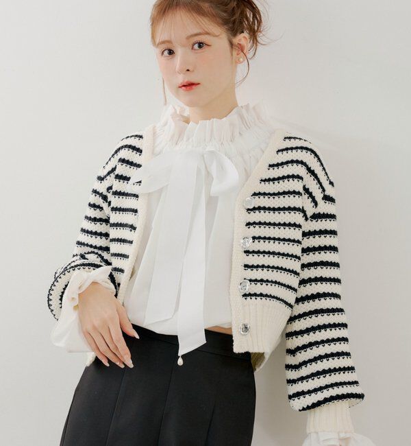  「【SALON by Chico】2wayスタンドフリルブラウス」|シャツ・ブラウス|