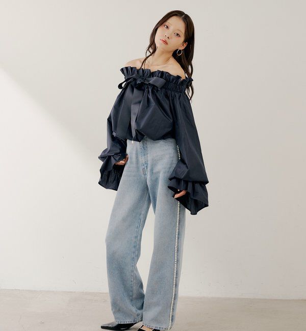  「【SALON by Chico】2wayスタンドフリルブラウス」|シャツ・ブラウス|