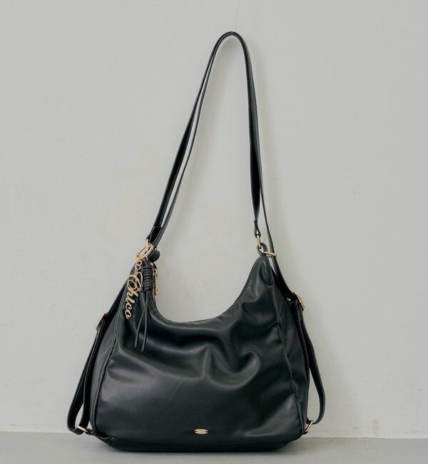  「ロゴチャーム付き3wayホーボーバッグ」|ボストンバッグ|ブラック