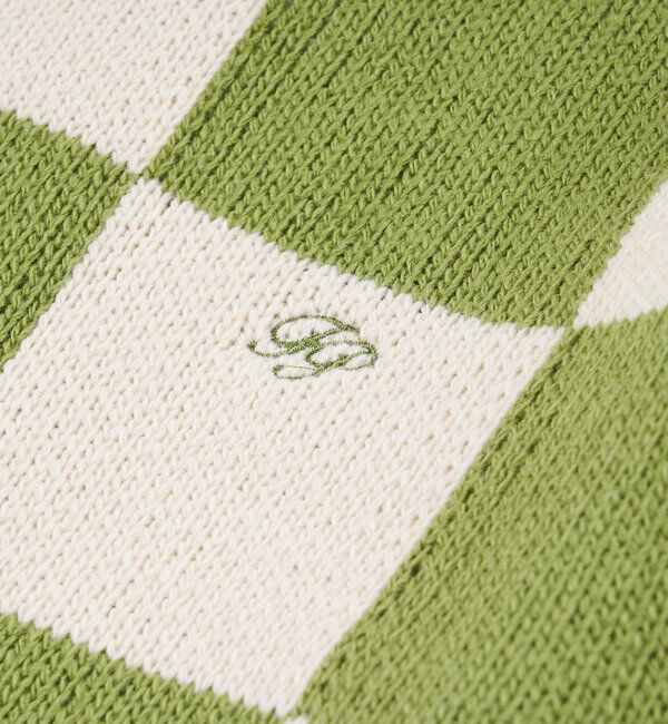  「チェッカー／ボーダー切り替えビッグニット」|ニット・セーター|