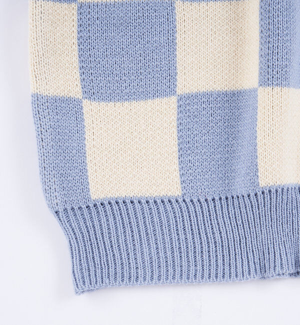  「チェッカー／ボーダー切り替えビッグニット」|ニット・セーター|