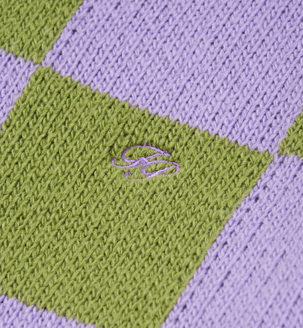  「チェッカー／ボーダー切り替えビッグニット」|ニット・セーター|