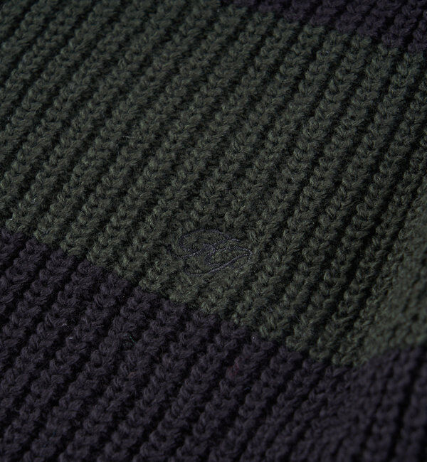  「チェッカー／ボーダー切り替えビッグニット」|ニット・セーター|