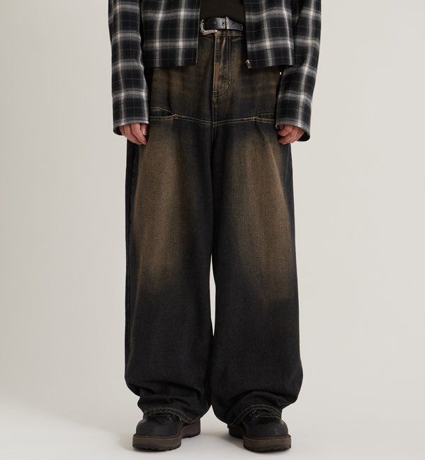  「《UNISEX / サイズ展開あり》スラッシュポケットブラストワイドデニム」|デニム|