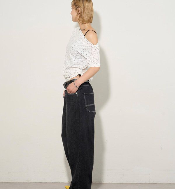  「アソート (カモ柄/ヒョウ柄)/ドット柄)スタッズドロストワンショルTEE」|Tシャツ・カットソー|