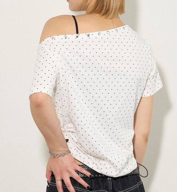  「アソート (カモ柄/ヒョウ柄)/ドット柄)スタッズドロストワンショルTEE」|Tシャツ・カットソー|