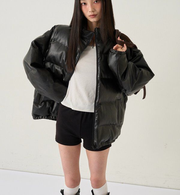  「【UNISEXS】Sロゴヴィンテージライクレザーブルゾン」|ブルゾン・スタジャン|