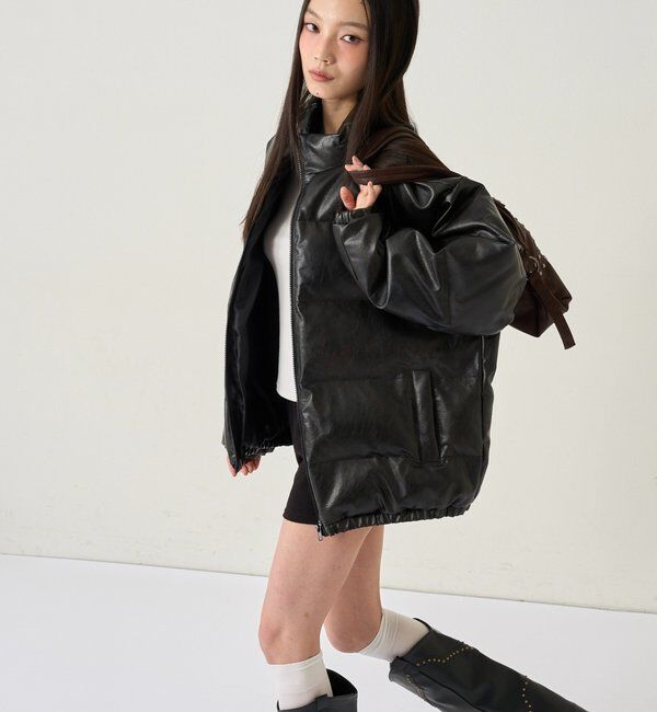  「【UNISEXS】Sロゴヴィンテージライクレザーブルゾン」|ブルゾン・スタジャン|