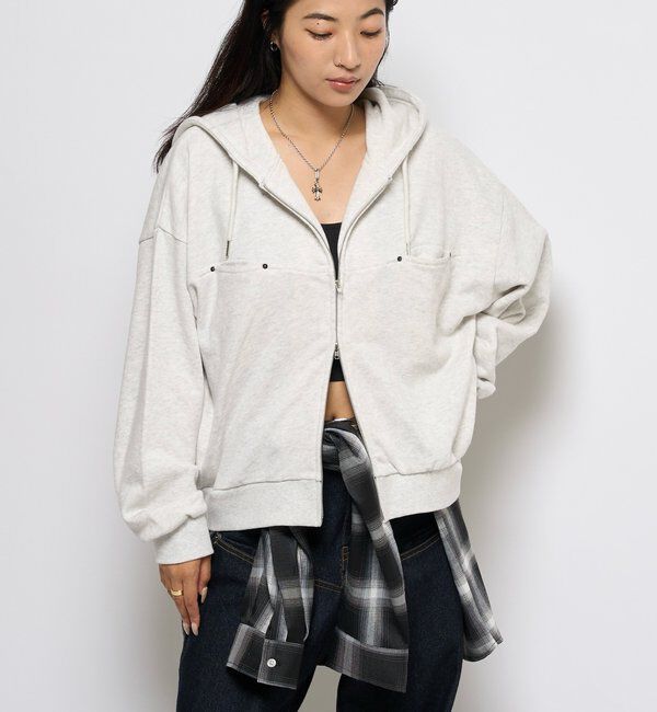  「スラッシュポケットスウェットパーカー」|パーカー|ライトグレー