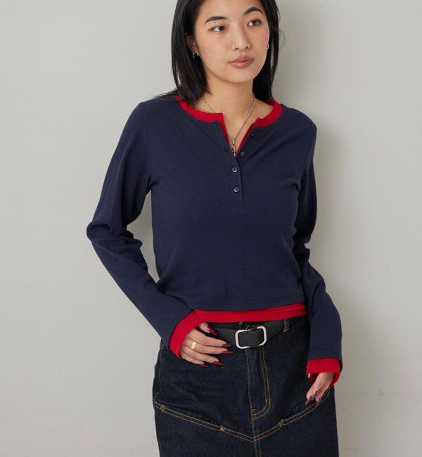  「レイヤードヘンリートップス」|Tシャツ・カットソー|