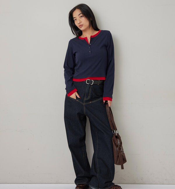  「レイヤードヘンリートップス」|Tシャツ・カットソー|