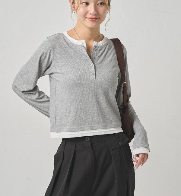  「レイヤードヘンリートップス」|Tシャツ・カットソー|