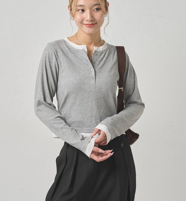  「レイヤードヘンリートップス」|Tシャツ・カットソー|