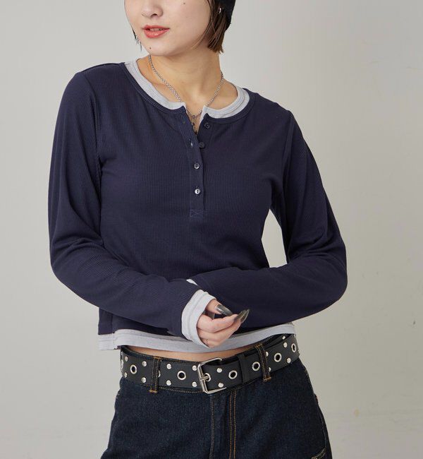  「レイヤードヘンリートップス」|Tシャツ・カットソー|