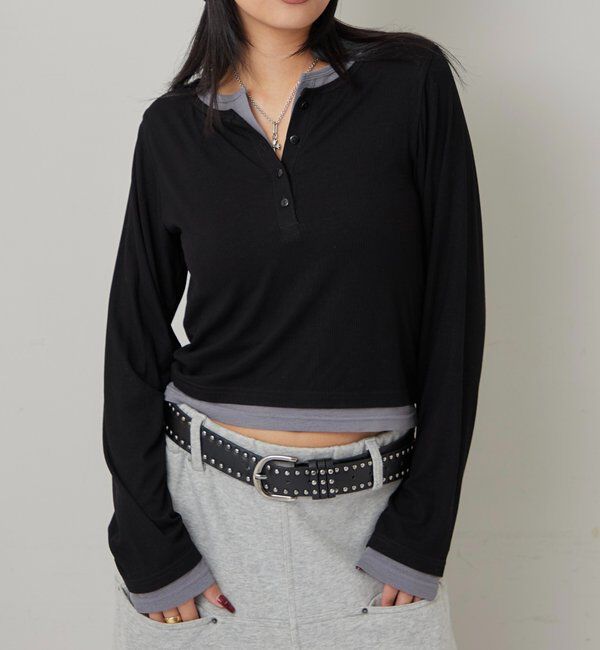  「レイヤードヘンリートップス」|Tシャツ・カットソー|