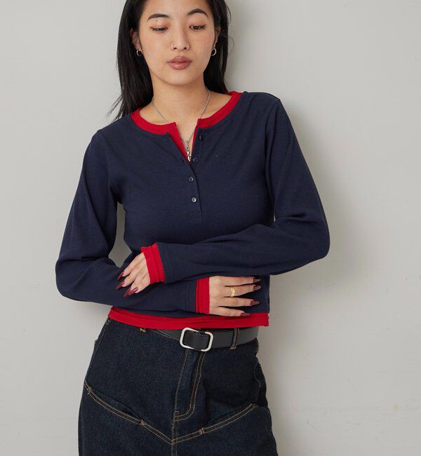  「レイヤードヘンリートップス」|Tシャツ・カットソー|