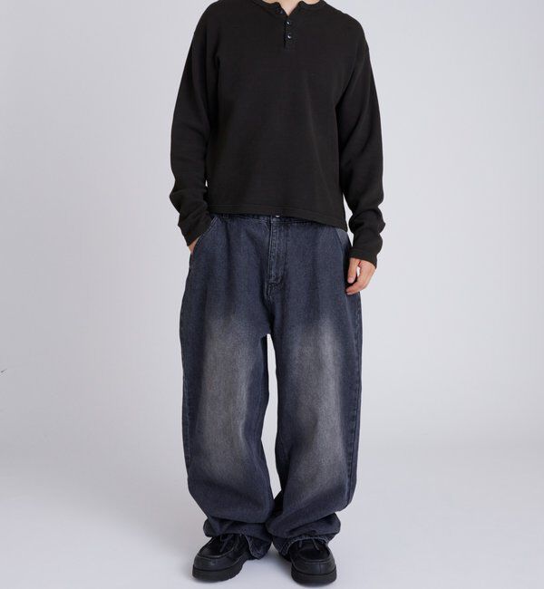  「【UNISEX】Sourcreamワッフルヘンリーネックトップス」|Tシャツ・カットソー|