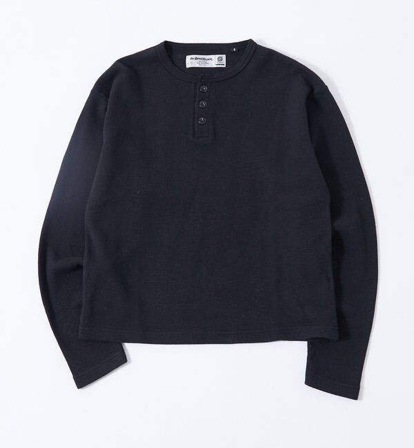  「【UNISEX】Sourcreamワッフルヘンリーネックトップス」|Tシャツ・カットソー|ブラックその他1