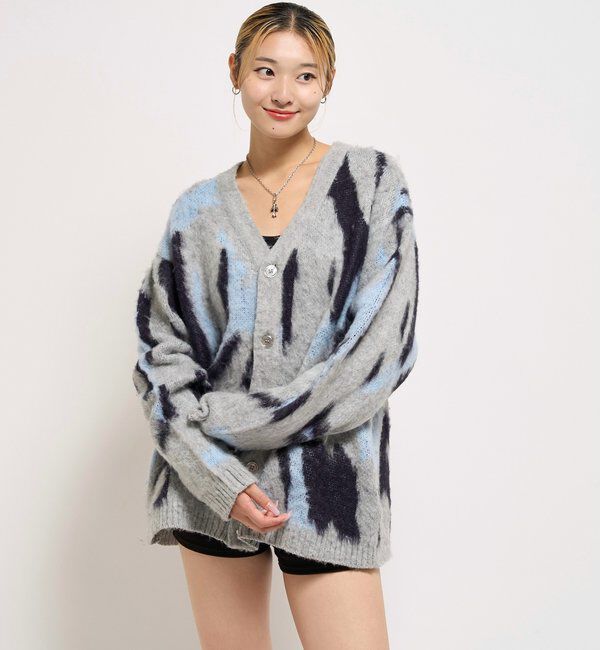 「KOOKYNモヘアライクカーディガン(無地/カモ柄)」|カーディガン|
