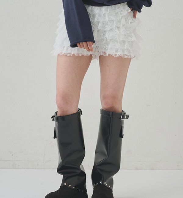  「レースショートパンツ(無地/ドット/チェック/レオパード)」|チノ|