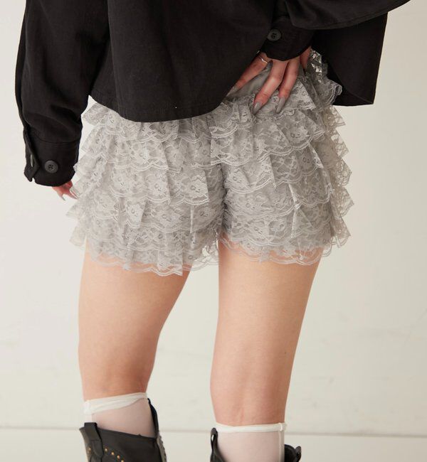  「レースショートパンツ(無地/ドット/チェック/レオパード)」|チノ|