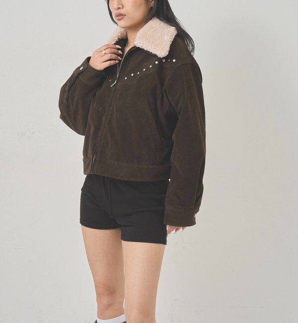  「ボアカラースタッズスウェードブルゾン」|ブルゾン・スタジャン|