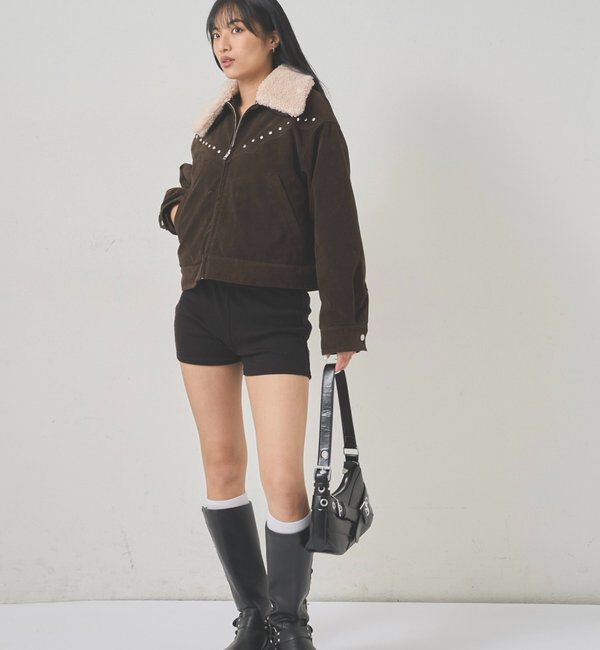  「ボアカラースタッズスウェードブルゾン」|ブルゾン・スタジャン|