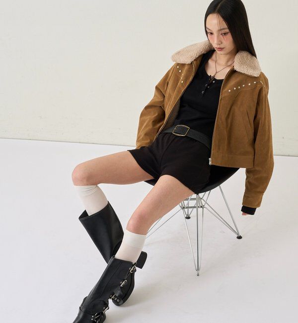  「ボアカラースタッズスウェードブルゾン」|ブルゾン・スタジャン|