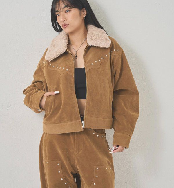  「ボアカラースタッズスウェードブルゾン」|ブルゾン・スタジャン|