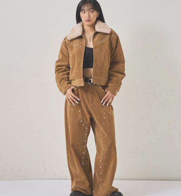  「ボアカラースタッズスウェードブルゾン」|ブルゾン・スタジャン|